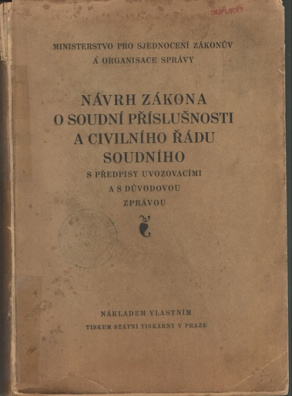 Návrh zákona o soudní příslušnosti a civilního řádu